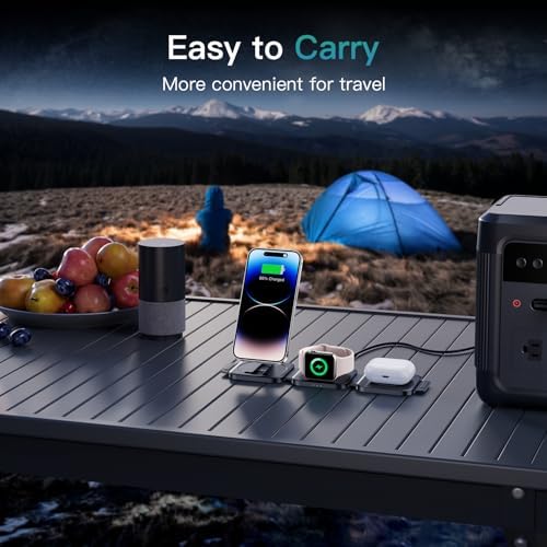 Versatile 3-in-1 Magnetic Charging Station: Travel-Friendly Wireless Charger for i Phone 16/15/14/13/12, Apple Watch & Air Pods 4/3/2 – Foldable & Chic Pink Design for Seamless Power on the Go – Enhanced Speed & Compatibility for All Your Apple Devices