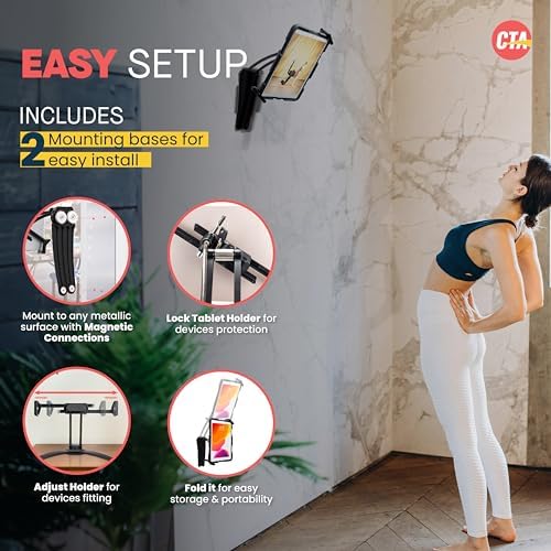 Universal 3-in-1 i Pad Tablet Mount by CTA Digital – Versatile Holder for All i Pad Models (7-13″) – Elegant Silver Design – Wall, Under Cabinet, and Desk Mounting Solutions – Adjustable Viewing Angles for Ultimate Comfort – Perfect for Home, Office, and Travel – Boost Productivity and Entertainment with Effortless Installation and Sturdy Build