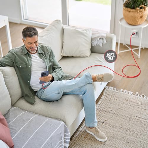 High-Speed USB C Cable 10 Gbps Data Transfer – 6 ft Braided Charger Cord (3 Pack) for i Phone 16/15 Pro Max & Samsung Galaxy S24/S23/S22 – 3.1 A Fast Charging, Enhanced Durability & Compatibility for Car Play and Android Auto