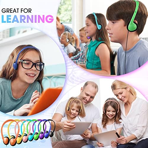 Chumia 32 Pack Colorful Classroom Headphones – Bulk 3.5 mm Plug Earphones for Students, Teens, and Adults – Lightweight, Durable Design for Enhanced Learning and Group Activities
