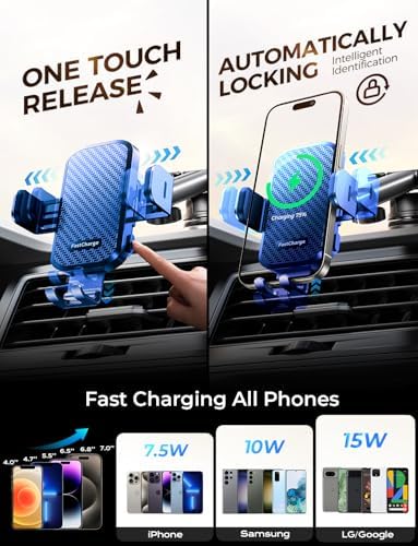 Discover the CHGeek Auto-Clamping Wireless Charger and Car Phone Holder, the ultimate solution for modern drivers seeking unmatched convenience and safety. This innovative accessory offers rapid 15 W wireless charging, ensuring that your i Phone 15, 14, 13, 12 Mini, Pro Max, or Samsung Galaxy S23 Ultra, S22+, S21, S20, Note 20 is powered up during every journey. Featuring an intelligent auto-clamping mechanism, this phone mount allows for effortless one-handed operation, securely holding your device even on the roughest terrains. With adjustable viewing angles, you can easily navigate hands-free while keeping your phone within easy reach. Its sleek and durable design seamlessly integrates with any car interior, enhancing both functionality and style. Elevate your driving experience with this essential car accessory that combines cutting-edge technology and sophisticated aesthetics, making it a must-have for tech-savvy individuals on the go. Transform your mobile experience and drive with confidence—upgrade to the CHGeek Car Phone Holder today!