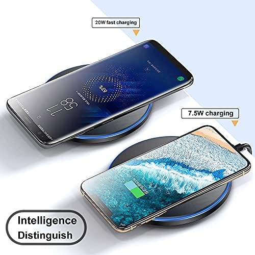 FDGAO Ultra-Compact 20 W Max Fast Wireless Charger – Effortless Qi Charging Pad for i Phone 16/15/14/13/12/SE/11/XS Max/XR, Samsung Galaxy S25/S24/Note, Air Pods, Pixel & LG G8 – Streamlined Charging Solution with Advanced Safety Features for Home or Office Use