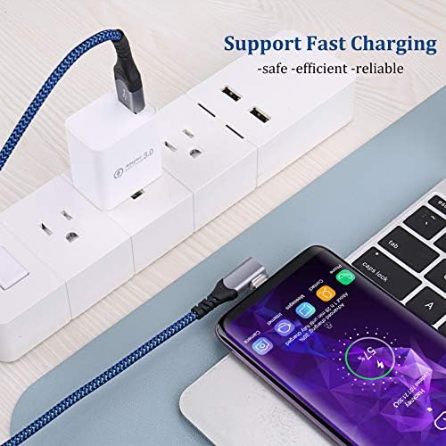 Experience Effortless Charging with Excgood 10 ft Right Angle USB Type C Cable – 4-Pack of Vibrant Colors for Ultimate Versatility with Fast Charging for i Phone 16/15, Galaxy S24/S23/A15/A03 s/S10/S9/S8/Note, and Pixel Devices – Perfect for Gaming and Streaming