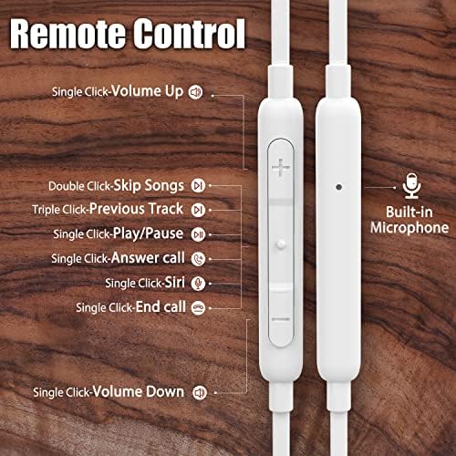 Elevate Your Sound Experience with ADPROTECH Lightning Earbuds – MFi Certified Wooden In-Ear Headphones with Magnetic Design, Built-In Microphone & Volume Control, Compatible with i Phone 14, 13, 12, 11 Pro Max, XS Max, XR – Stylish, Durable, and Ergonomic for All-Day Comfort