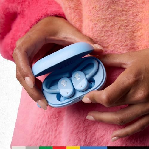 Skullcandy Push Play Active Wireless Earbuds – Premium Bluetooth Headphones with Advanced Noise Isolation, 34-Hour Battery Life, Ultra-Secure Over-Ear Fit, Sweat & Water Resistant, Integrated Microphone for Seamless i Phone & Android Use – Trendy Preppy Blue for Dynamic Lifestyles