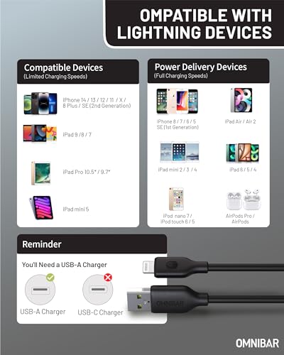 Premium 6 FT USB to Lightning Cable – MFi Certified Silicone Charger for i Phone and i Pad – Fast Charging and Enhanced Durability for i Phone 14/13/12/11 Pro/Max, i Pad Air/Mini/Pro, Air Pods, Beats X – Versatile Charging Solution for Home, Car, and Office