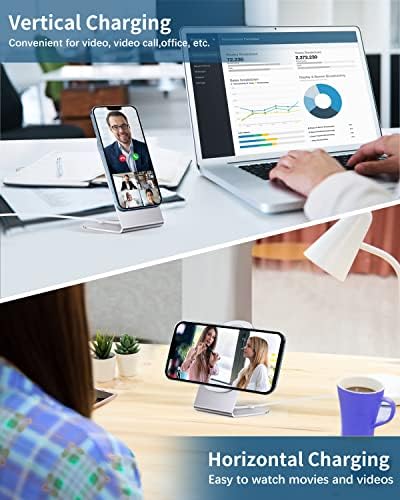 Magnetic Wireless Charger for i Phone 15/14/13/12 Series – Versatile Mag Safe Charging Stand with Dual Ports & 5 ft Cable for i Phone and Air Pods 2/3/Pro (Adapter Not Included) – Enhanced Speed & Seamless Compatibility for Effortless Power Solutions