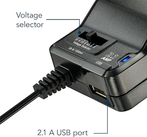 Insignia Universal AC Adapter with USB Charging Port (NS-AC1200-C) – Innovative Multi-Voltage Power Supply with Interchangeable Tips for Ultimate Compatibility and Fast Device Charging, Ideal for Laptops, Tablets, and More
