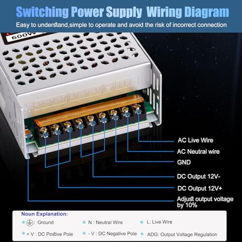 Universal 12 V 800 W AC to DC Power Supply – High-Efficiency 110 V/220 V Input Adapter for LED Strips, 3 D Printers, and More – Reliable 66 A Output Transformer for Versatile Applications and Enhanced Performance