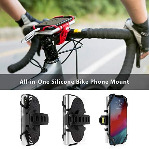 BONE Bike Tie Pro Pack 1: Universal 2-in-1 Bike Phone and Charger Mount – Lightweight Silicone Cradle for Secure Stem Attachment, Scratch-Free Protection for Smartphones with Enhanced Stability – Ideal Cycling Companion for Navigation and Music