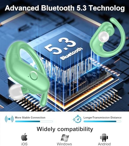 MOZOTER Wireless Sport Earbuds: Stylish Bluetooth Headphones with Enhanced Deep Bass, Secure Earhooks for Active Comfort, and Unmatched 60-Hour Battery Life – Ideal for Fitness, Meetings, and Everyday Use