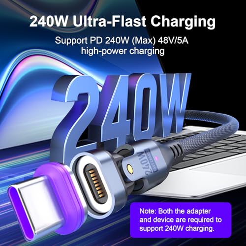 iontech 240W 16Pin USB C Magnetic Charging Cable, 6 in 1 Magnetic Fast Multi Charger, 180° Rotation Data Cable for MacBook Pro iPad, iPhone Samsung Android Phone Tablet Gaming Console (6ft) – Enhanced Compatibility and Speed