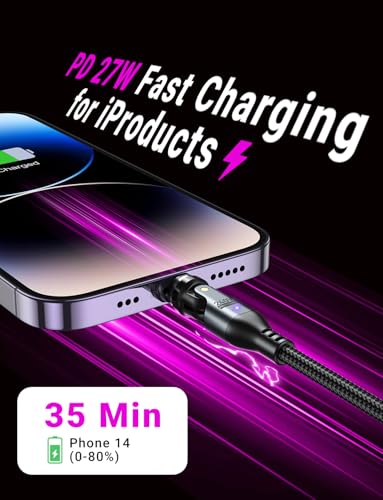 PD 240W Magnetic USB C Charging Cable(1Pack, 6ft), 360°&180° Rotation Magnetic Charging Cable/USB C to USB C Fast Charging Cables/Magnet Phone Charger for 1Phone16/15, Ma-Book, Pad, Samsung Galaxy – Enhanced Compatibility and Speed