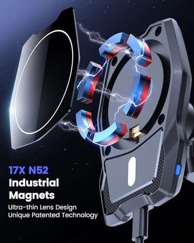 OQTIQ Magnetic Wireless Charging Car Mount for CD Slot – Fast, Secure i Phone Holder with Mag Safe Compatibility and Sleek Design for Effortless Navigation and Charging on the Go