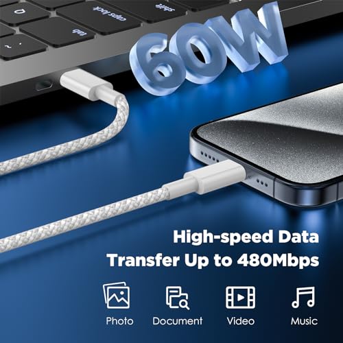 Rapid Charge Revolution: 20 W USB-C Wall Charger for i Phone 15 Series – Versatile 3 ft, 6 ft, and 10 ft Cables Included for Ultimate Flexibility – Ideal for i Pad Pro, Mini, Air, and Air Pods – Compact, Durable Design Perfect for Travel, Home, or Office – Superior Compatibility for All USB-C Devices