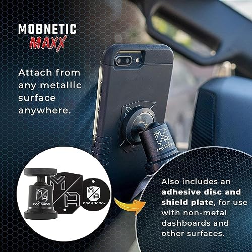 Mob Armor Mob Netic Maxx – Premium USA-Made Magnetic Phone Holder for Cars, Versatile 360° Rotation & 90° Tilt, Durable Aluminum Design, Perfect for i Phone & Android Devices – Enhance Your Driving Safety and Convenience