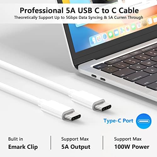 High-Performance 100 W USB-C Charger for Mac Book Pro & Air – Ultimate Compatibility with Fast Charging for 13-16 Inch Models, i Pad Pro, and All USB-C Devices – Efficient 96% Charging, Includes 6 ft Cable, 30-Day Money-Back Guarantee, 12-Month Replacement Warranty