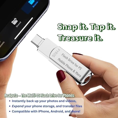 FYRIS 3-in-1 i Phone Flash Drive – 256 GB MFi Certified External Storage for Photos and Videos | USB, Type-C, Lightning Compatibility | Sleek Skull Design for i Pads, Galaxy Phones, Macs, and PCs | High-Speed Data Transfer for Effortless File Management