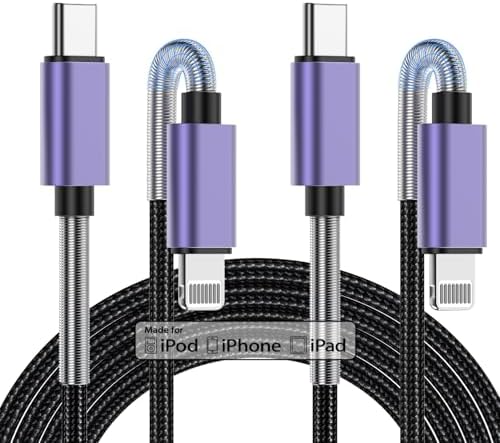 10-Foot Apple MFi Certified USB C to Lightning Charging Cable – Dual Pack High-Speed i Phone Charger for 14/13/12 Series and i Pad – Durable Long Charging Cord for Ultimate Convenience and Flexibility