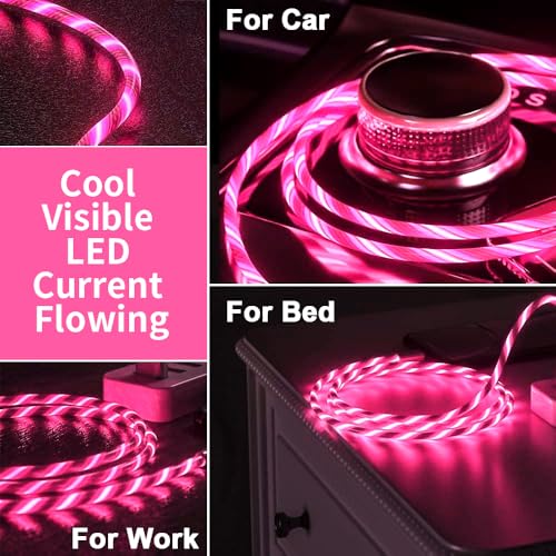 Illuminate Your Charging Experience: 6 ft LED Light-Up MFi Certified i Phone Charger Cable – Fast Charging for i Phone 14, 13, 12, 11 Pro Max, XR, X, SE, 8 Plus, i Pad & i Pod (Vibrant Purple) – Stylish, Durable, and Convenient Performance