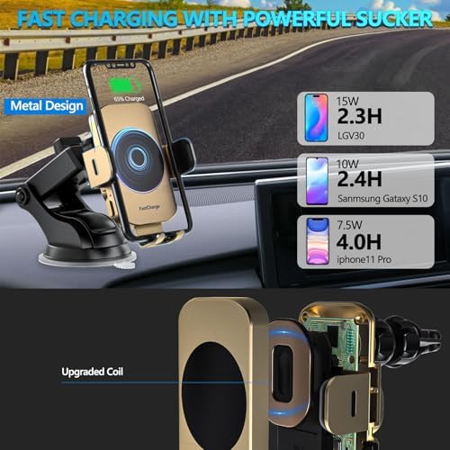 Effortless Fast Wireless Car Charger with Auto-Clamping Phone Holder – 15 W Qi-Compatible Charging Solution for i Phone 16/15/14/13/12/11 Pro Max & Galaxy S24/S23/S22/S21/S20/S10+ – Secure and Stylish Vehicle Mount for Ultimate Convenience on the Road