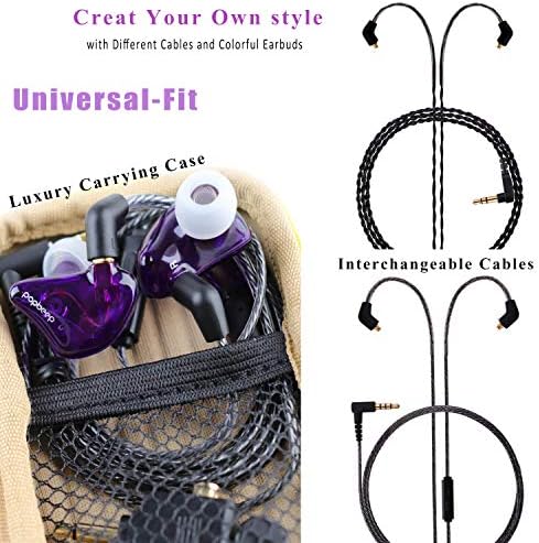 BASN Professional In-Ear Monitor Headphones with Detachable MMCX Earbuds – Dual Dynamic Drivers for Musicians | Noise-Isolating Audio Experience in Stylish Blue | Versatile Compatibility for Studio and Stage Use