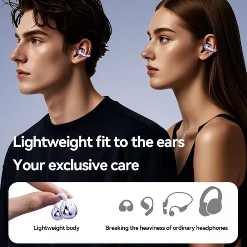 Next-Generation Clip-On Bone Conduction Bluetooth Earbuds for Active Individuals – Ultra-Lightweight, Secure C-Shape Design Perfect for Runners and Fitness Buffs – Enjoy Open-Ear Sound with Advanced Bluetooth 5.4 Technology for Maximum Comfort and Versatile Device Compatibility – Stay Aware and Motivated During Every Workout with Premium Audio Performance and Ergonomic Fit