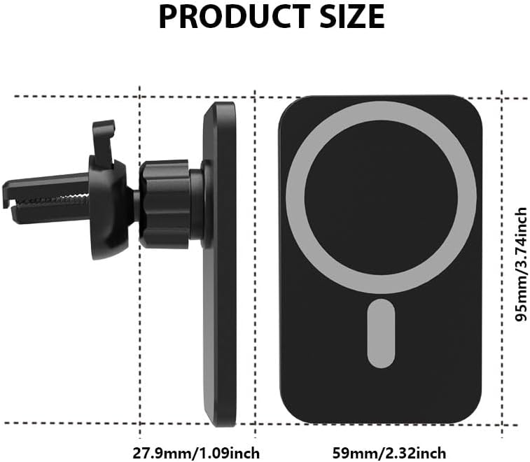 HYDGYC 15 W Fast Wireless Car Charger for i Phone – Mag Safe-Compatible Air Vent Charging Pad with 360° Rotation for Optimal Viewing – Essential Accessory for i Phone 16/15/14/13/12 (Sleek White Design) – Effortless Installation & Secure Hold for On-the-Go Power