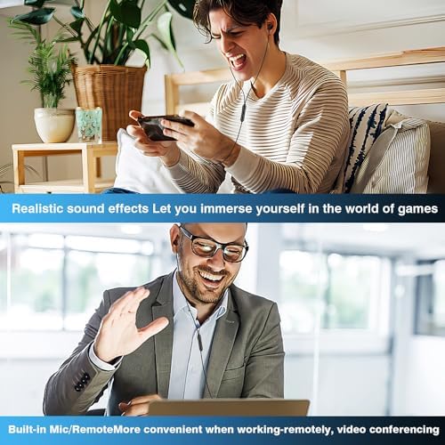 Premium High Bass Wired Earbuds with Built-in Microphone – Ergonomically Designed In-Ear Headphones for School, Travel, and Daily Use – Compatible with i Phone, Android, MP3 Players – Lightweight, Tangle-Free Cable for Effortless Sound Clarity and Comfort