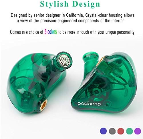 BASN Professional In-Ear Monitor Headphones with Detachable MMCX Earbuds – Dual Dynamic Drivers for Musicians | Noise-Isolating Audio Experience in Stylish Blue | Versatile Compatibility for Studio and Stage Use