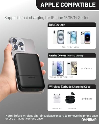 Ultra-Slim Magnetic Power Bank – 5000 m Ah Wireless Charger for i Phone 16 Series with 20 W Fast Charging and USB-C Cable, Stylish Purple Design for Effortless Portability and Enhanced Compatibility