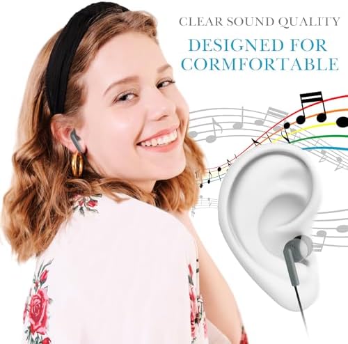Kanayu 100 Pack Classroom-Ready Wired Earbuds – High-Quality 3.5 mm Jack Earphones for Enhanced Student Learning, Individually Packaged for Quick Distribution, Lightweight Comfort for Focused Educational Experiences