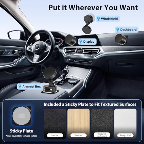 CreaDream Vacuum Magnetic Suction Car Phone Holder, 2025 Upgraded Foldable Suction Cup Phone Mount Stand with 360° Rotation, Car Accessories for All Smartphones, for Shower/Car/Mirror/Smooth Surface – Enhanced Compatibility and Speed