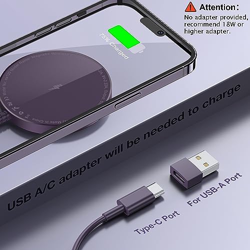 Magnetic Wireless Charging Pad for i Phone 16, 15, 14, 13, 12 & Air Pods 4-2 Pro – Ultra-Thin Aluminum Alloy Design with Strong Magnet for Secure Connection, USB-C/A Compatibility, Perfect for Desk & Travel – Elevate Your Charging Experience with Effortless Convenience and Style