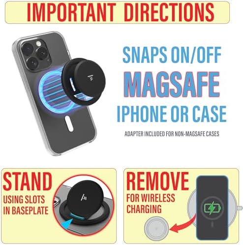Revolutionize Your Smartphone Interaction with Tango Ultra Thin Grip for Mag Safe – Limited Edition BEE | One-Handed Access, Expansive 10 x Versatility, Space-Grade Steel Durability, Seamless Wireless Charging, and Built-In Kickstand for Ultimate Convenience and Style