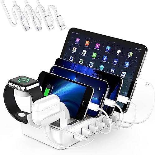 Ultimate 6-Port USB Charging Hub: High-Speed Dock for Streamlined Device Management – Rapid Charge Station for Smartphones, Earbuds, and Smartwatches – Chic Pure White Finish with Built-in Safety Features – Perfect Desktop Organizer for Enhanced Home and Office Productivity