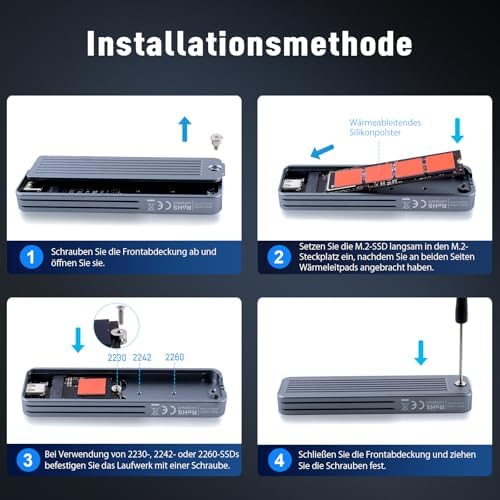 Revolutionize Your Storage with the VCOM M.2 NVMe Enclosure – High-Speed 10 Gbps USB 3.1 Aluminum Adapter for M-Key/M+B Key SSDs (2230/2242/2260/2280) – Ultimate Compatibility with Windows, Mac, Linux & Android – Built-in Cooling Pad for Enhanced Thermal Performance and Reliability