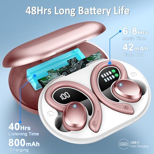 Premium Bluetooth 5.3 Wireless Earbuds – IP7 Waterproof Sport Headphones with 48-Hour Battery Life, Noise-Cancelling Mic, and 3 D Hi-Fi Stereo for Ultimate Workout Performance – Perfect for Running and Gym Enthusiasts