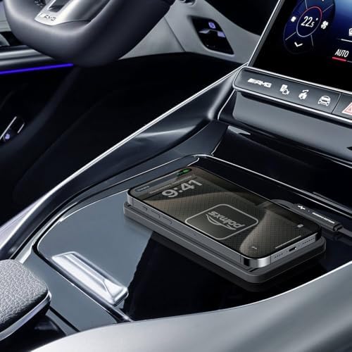 POLMXS 15 W Fast Wireless Car Charger Pad – Ultimate Cordless Charging Solution for i Phone 11-15 & Samsung Galaxy S21-S24 – Compact, Sleek Design with Advanced Safety Features for Hassle-Free Power on the Go