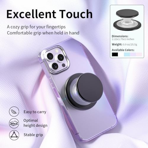 Magnetic Mag Safe Phone Grip Holder – Ergonomic Collapsible Stand for i Phone 12-16 Series, Transparent White Finish for Enhanced Style and Functionality, Secure Grip for Texting and Hands-Free Viewing, Lightweight and Portable Mobile Accessory