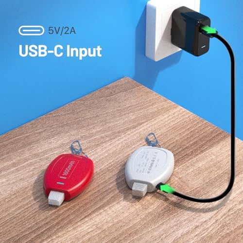 Compact Keychain Power Bank Duo: 1600 m Ah Emergency Charger for i Phone 8, 11, 12, 14 & Air Pods – Ultra-Portable Mini External Battery Pack in Stylish Blue & Pink – Fast Charging & Enhanced Compatibility for On-the-Go Power Solutions