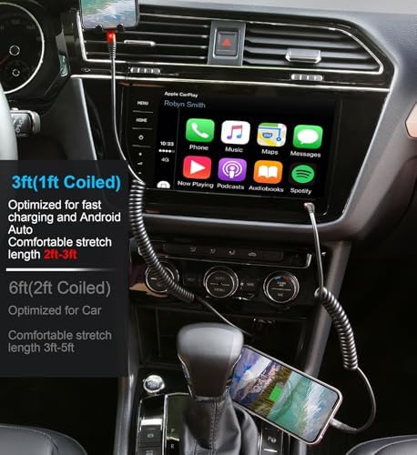 Coiled USB C to USB C Charger Cable Set – Fast Charging Solutions for i Phone 15 Series & Samsung Galaxy S23 – Innovative Retractable Design for Tangle-Free Convenience and Enhanced Durability – Ideal for On-the-Go Power Delivery