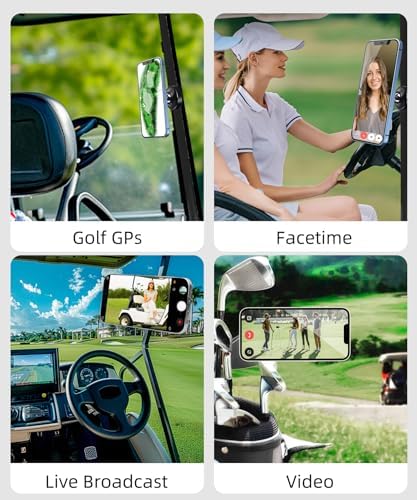 Magnetic Phone Holder for Golf Cart – 360° Adjustable Phone Mount with Ultra-Strong Magnet, All-Metal Cell Phone Holders for Car Accessories Compatible with iPhone, Samsung (924001) – Enhanced Compatibility and Speed