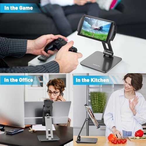 Premium Above TEK 360° Swivel Aluminum Tablet Stand: Adjustable Holder for 4″-15.6″ Devices – Ideal for Retail, POS, and Office Use – Durable Grey Finish for Enhanced Display and User Engagement Solutions