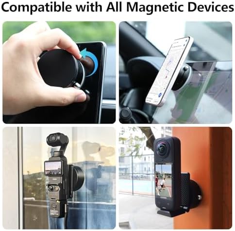 Ultra-Stable Magnetic Suction Cup Phone Mount for DJI Osmo Pocket 3 & Insta360 – Versatile Action Camera Holder for Smooth Surfaces with Lightweight Construction, Quick Setup, and Long-Lasting Durability for Outdoor Adventures