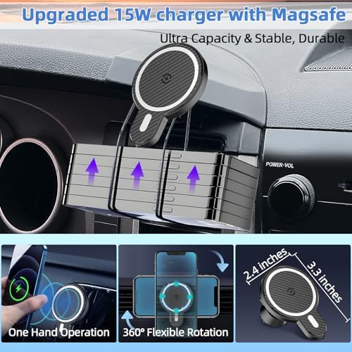 Upgrade Your Toyota Tundra or Sequoia Driving Experience with the 360° Rotating Mag Safe Phone Holder – Premium Dashboard Mount Designed for 2020-2025 Models, Ensures Safety, Accessibility, and Sleek Aesthetics Without Air Vent Obstruction