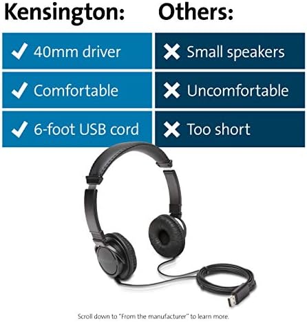 Kensington Hi-Fi USB-C Over-Ear Headphones – Immerse Yourself in Premium Sound with Built-in Mic for Clear Calls, Exceptional Comfort, and Superior Noise Isolation Perfect for E-Learning and Professional Use
