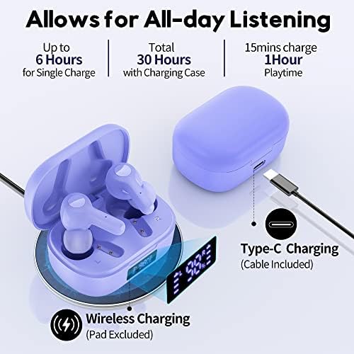 Elevate Your Sound with MOZOTER Bluetooth 5.3 Wireless Earbuds – Deep Bass & Crystal Clear Calls, 4-Microphone Noise Cancelling Technology, Lightweight Design for Ultimate Comfort, Wireless Charging Case – Perfect for i Phone and Android Users, Ideal for Workouts and Daily Adventures