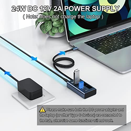 Minisopuru 4-Port USB C Hub – Ultra-Fast 10 Gbps Data Transfer & 20 W Rapid Charging Splitter for Mac Book Pro, i Pad & More – Lightweight Multiport Adapter for Seamless Device Connectivity – Ideal for On-the-Go Professionals