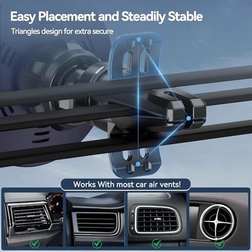 Mag Safe Car Mount Charger with 15 W Fast Wireless Charging – Magnetic Air Vent Holder for i Phone 12-16 Pro Max & Samsung S25 Series – Stylish RGB LED Design for Enhanced Compatibility and Efficient Power Delivery